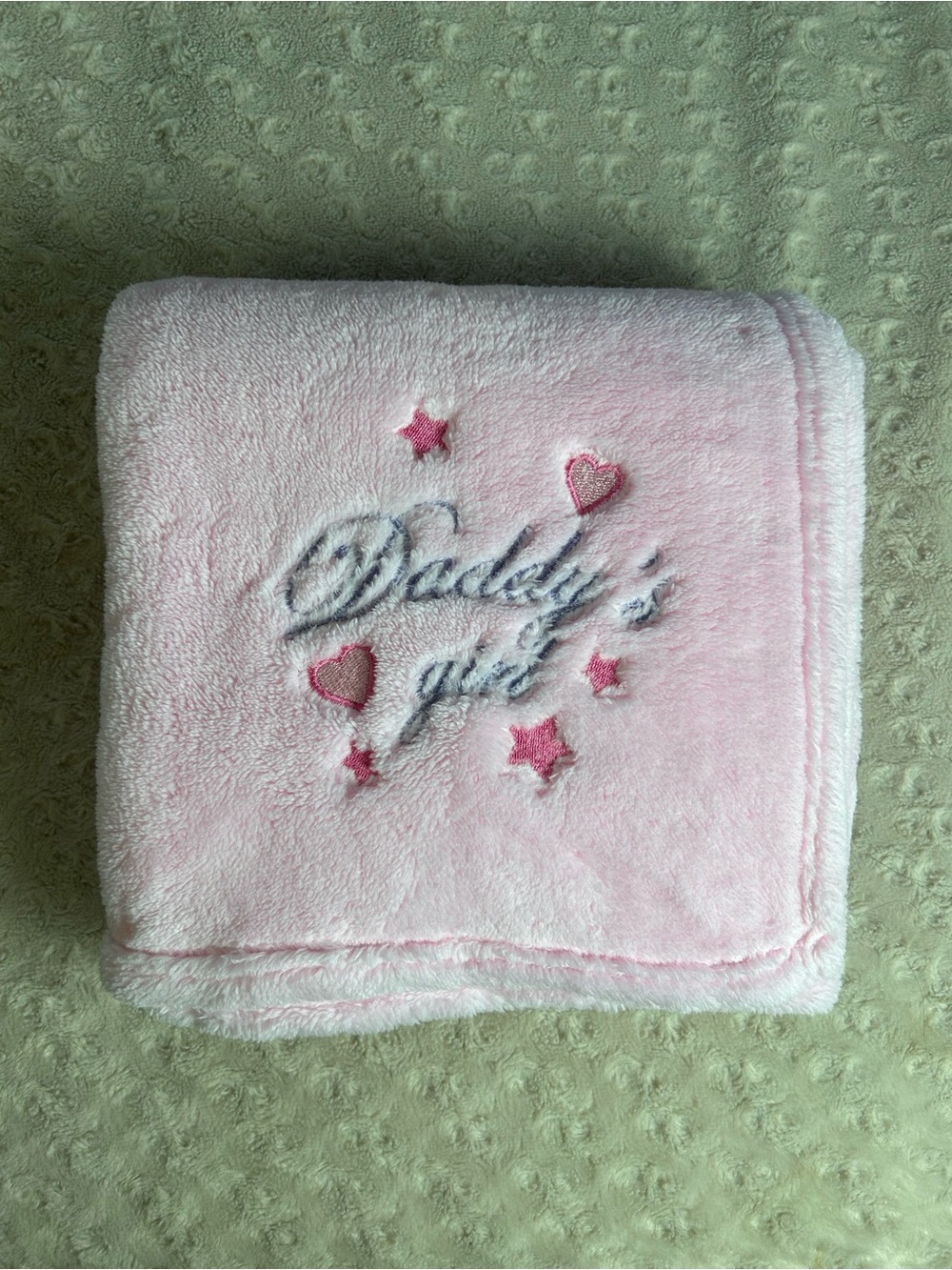 SL Home Fashions Daddy's Girl Pink Baby Blanket Stars Hearts Purple Soft Plush